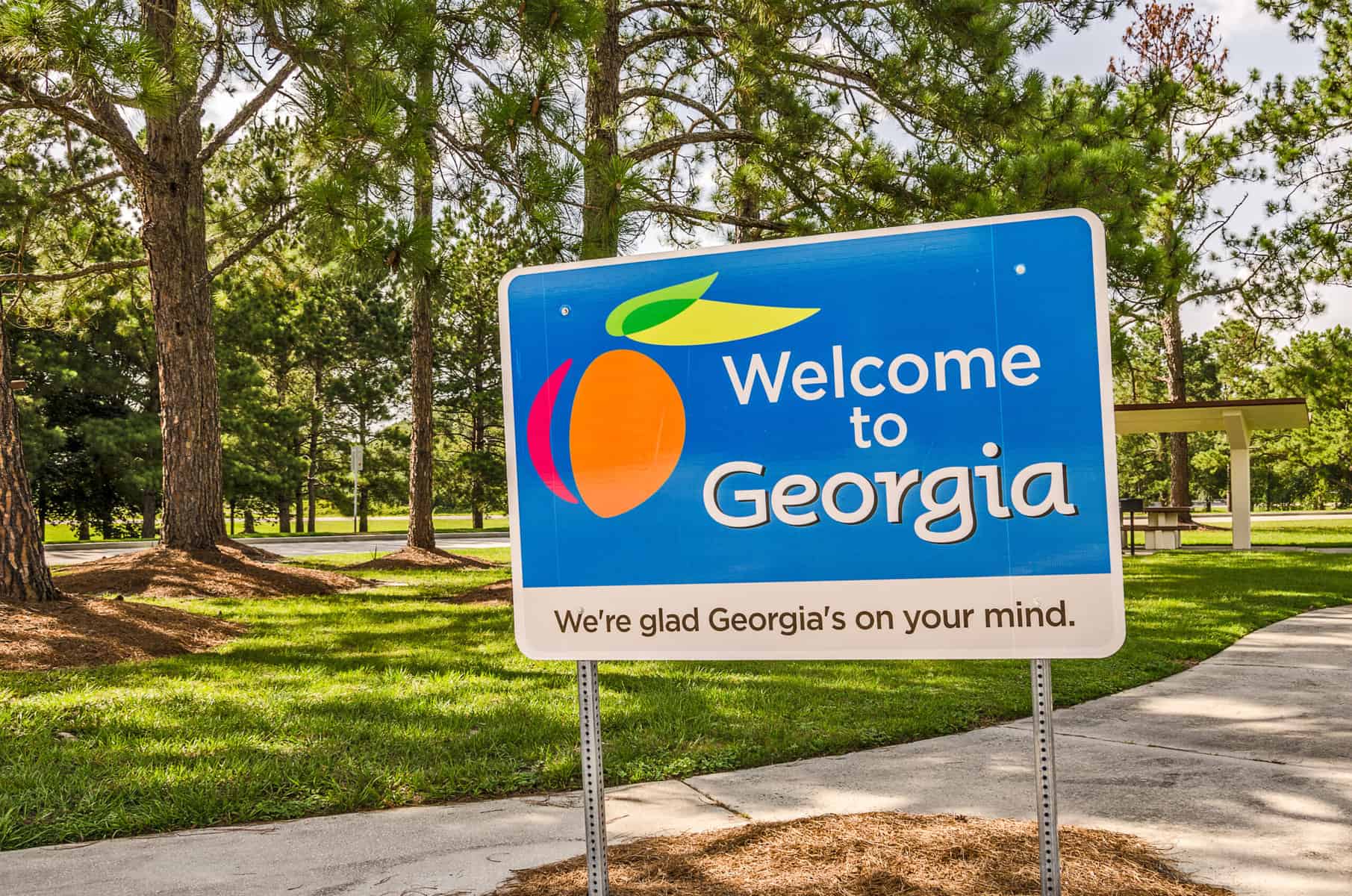 A sign welcoming visitors to the state of Georgia, where homeschooling is very popular