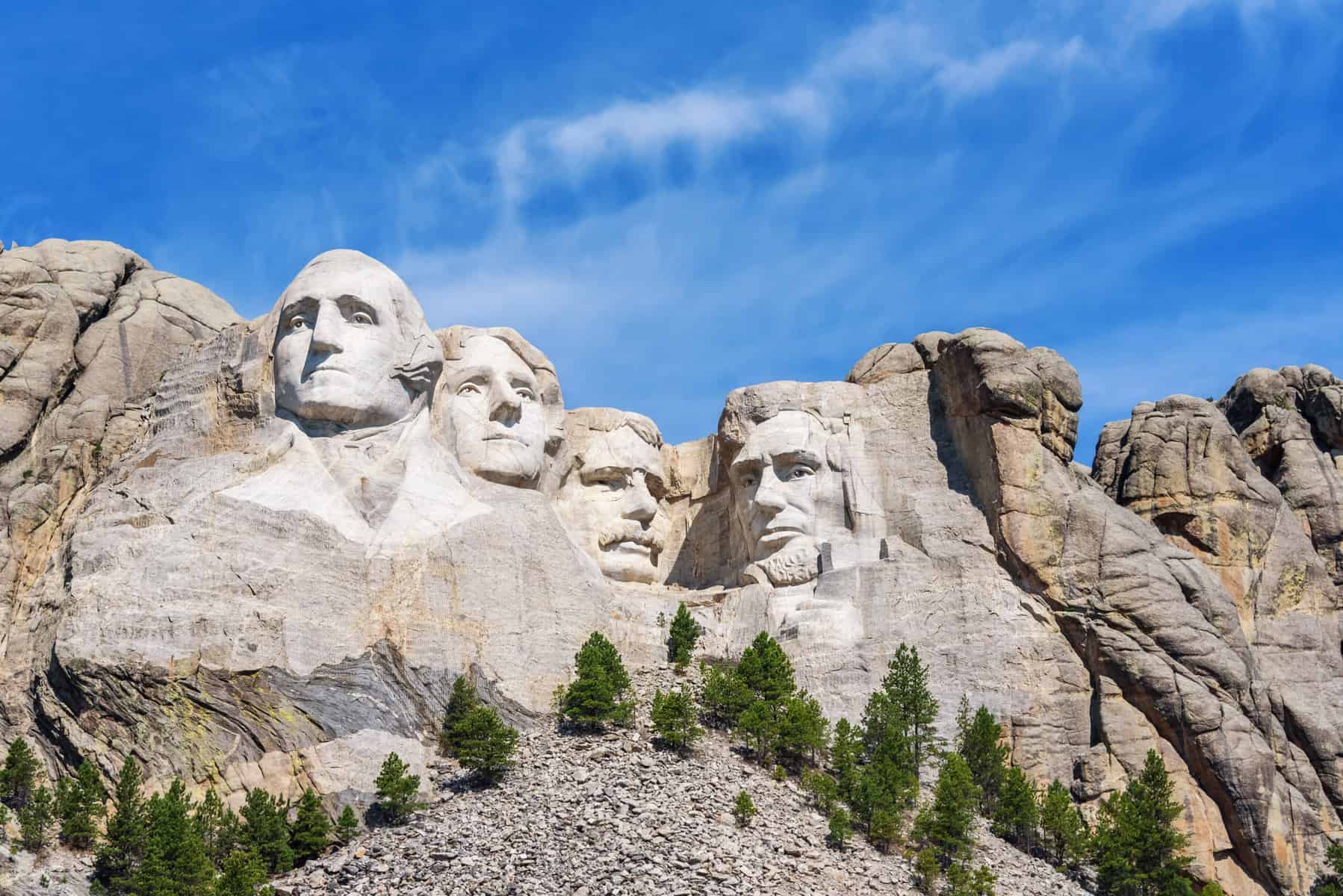 Image of the presidential sculpture Mount Rushmore in South Dakota