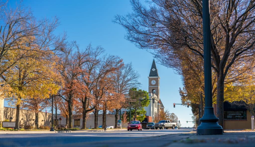 Downtown Fayetteville, AR in autumn