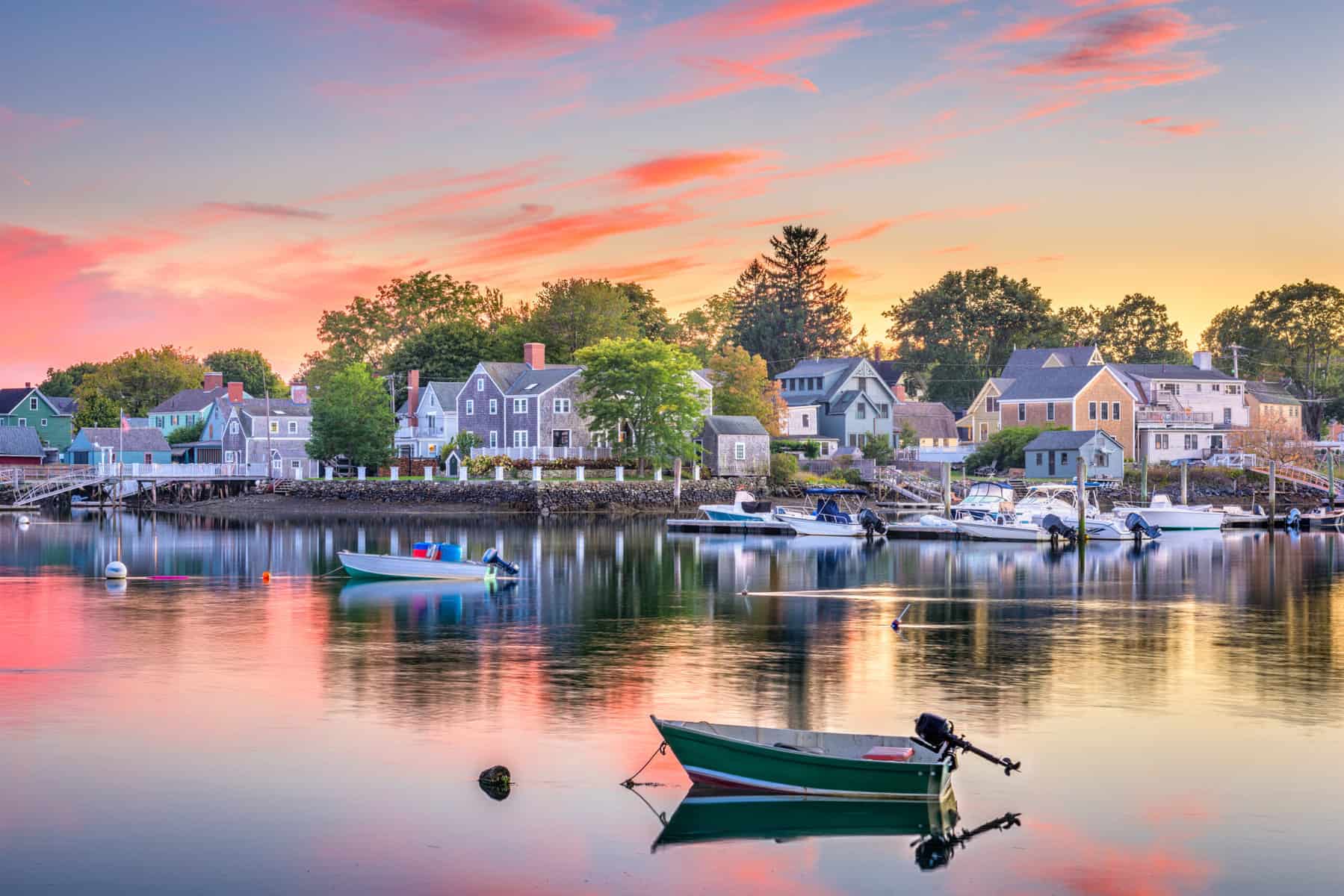 Image of the townscape of Portsmouth, New Hampshire at sunset