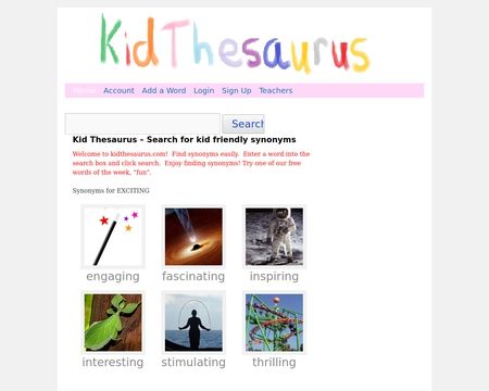 KidThesaurus website screenshot