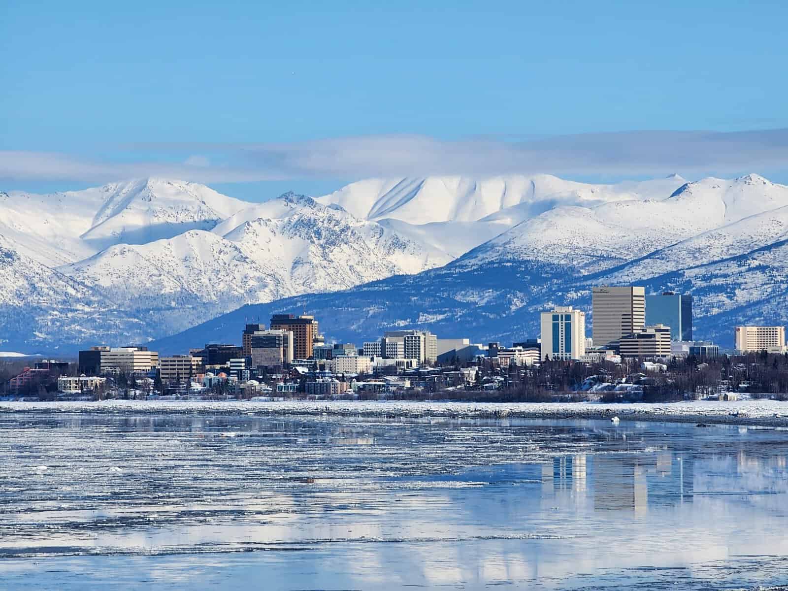 City of Anchorage, Alaska covered in snow